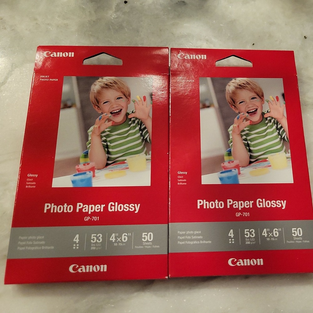 Canon Photo‎ Paper Glossy GP701 Inkjet 4x6 Inches 50 Sheets Two Packs